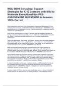 WGU D001 Behavioral Support Strategies for K-12 Learners with Mild to Moderate Exceptionalities PRE-ASSESSMENT QUESTIONS & Answers 100% Correct 