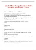 Intro To Music Therapy Final Exam Review Questions With Verified Answers