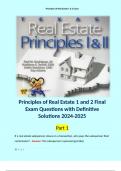 Principles of Real Estate 1 and 2 Final Exam Questions with Definitive Solutions 2024-2025