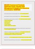 MDARD Commercial Pesticide  Applicator Exam: Aquatic Pest  Management (Category 5)/ Questions  and answers. VERIFIED/[LATEST EXAM UPDATES]