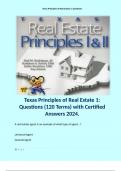 Texas Principles of Real Estate 1: Questions (120 Terms) with Certified Answers 2024. 