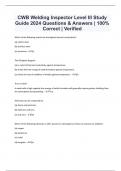 CWB Welding Inspector Level III Study Guide 2024 Questions & Answers | 100%  Correct | Verified