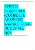 ETP3702 Assignment 6 (COMPLETE ANSWERS) Semester 1 2024 - DUE 28 May 2024