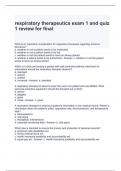 respiratory therapeutics exam 1 and quiz 1 review for final with complete solutions
