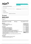 2023 AQA A-level BIOLOGY 7402/3 Paper 3 Question Paper & Mark scheme (Merged) June 2023 [VERIFIED]