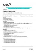 2023 AQA A-level ENGLISH LANGUAGE 7702/1 Paper 1 Language, the individual and society Question Paper & Mark scheme (Merged) June 2023 [VERIFIED]