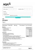 2023 AQA AS PHYSICS 7407/1 Paper 1 Question Paper & Mark scheme (Merged) June 2023 [VERIFIED]