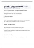 BUL 4421 Final - FAU Gendler Exam Questions And Answers