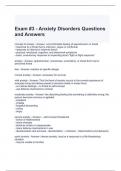 Exam #3 - Anxiety Disorders Questions and Answers (Graded A)