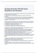 Anxiety Disorders NCLEX Exam Questions and Answers