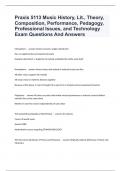 Praxis 5113 Music History, Lit., Theory, Composition, Performance, Pedagogy, Professional Issues, and Technology Exam Questions And Answers