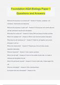 Foundation AQA Biology Paper 1 Questions and Answers