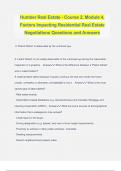 Humber Real Estate - Course 2, Module 4, Factors Impacting Residential Real Estate Negotiations Questions and Answers