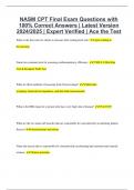 NASM CPT Final Exam Questions with 100% Correct Answers | Latest Version 2024/2025 | Expert Verified | Ace the Test