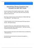 Hematology Review Questions And Answers For AMT MLT Exam Questions And Answers Latest |Update| Verified Answers 