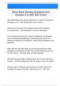 Blood Bank Review Questions And Answers For AMT MLT Exam. Questions And Answers Latest |Update| Verified Answers 