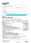 Bundle:: 2023 AQA GCSE ENGLISH LANGUAGE  Paper 1& 2 Question Paper & Mark scheme (Merged) June 2023 [VERIFIED 