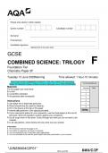 2023 AQA GCSE COMBINED SCIENCE: TRILOGY 8464/C/2F Chemistry Paper 2F Question Paper & Mark scheme (Merged) June 2023 [VERIFIED]