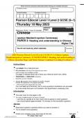 2023 Pearson Edexcel Level 1/Level 2 GCSE (9–1) Chinese (spoken Mandarin/spoken Cantonese) 1CN0/3H PAPER 3: Reading and understanding in Chinese Question Paper and Mark Scheme Combined Unveiling Excellence!!