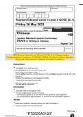  2023 Pearson Edexcel Level 1/Level 2 GCSE (9–1) Chinese (spoken Mandarin/spoken Cantonese) 1CN0/4H PAPER 4: Writing in Chinese Question Paper and Mark Scheme Combined Unveiling Excellence!!