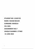 Chl 2601 assignments 7