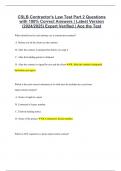 CSLB Contractor's Law Test Part 2 Questions with 100% Correct Answers | Latest Version (2024/2025) Expert Verified | Ace the Test