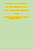 Pearson Edexcel Level 1/Level 2 GCSE (9–1) Chinese (spoken Mandarin/spoken Cantonese PAPER 1: Listening and understanding in Chinese MAY 2023 Question Paper and Mark Scheme Combined Unveiling Excellence!!