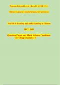 Pearson Edexcel Level 1/Level 2 GCSE (9–1) Chinese (spoken Mandarin/spoken Cantonese) PAPER 3: Reading and understanding in Chinese MAY 2023 Question Paper and Mark Scheme Combined Unveiling Excellence!!