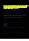 PATHFINDER WRITTEN SLING LOAD EXAM 2024 ACTUAL QUESTIONS AND ANSWERS SOLVED &100%VERIFIED.