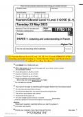 2023 Pearson Edexcel Level 1/Level 2 GCSE (9–1) French 1FR0/1H PAPER 1: Listening and understanding in French Question Paper and Mark Scheme Combined Unveiling Excellence!!