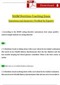 NASM Certified Nutrition Coach Exam Expected Questions and Answers (2024 / 2025) (Verified Answers) 