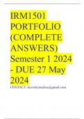 IRM1501 PORTFOLIO (COMPLETE ANSWERS) Semester 1 2024 - DUE 27 May 2024