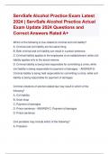 ServSafe Alcohol Practice Exam Latest 2024 | ServSafe Alcohol Practice Actual  Exam Update 2024 Questions and  Correct Answers Rated A+