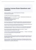 Leasing License Exam Questions and Answers 2024-Graded A