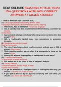 DEAF CULTURE EXAM 2024 ACTUAL EXAM 170+ QUESTIONS WITH 100% CORRECT ANSWERS A+