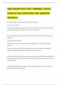 2024 MAJOR FIELD TEST: CRIMINAL JUSTICE  EXAM ACTUAL QUESTIONS AND ANSWERS  GRADED A