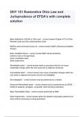 DHY 151 Restorative Ohio Law and Jurisprudence of EFDA's with complete solution 