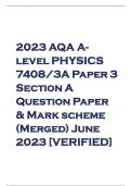 2023 AQA Alevel PHYSICS 7408/3A Paper 3 Section A Question Paper & Mark scheme (Merged) June 2023 [VERIFIED]