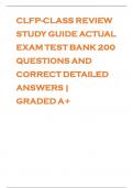 CLFP-CLASS REVIEW STUDY GUIDE ACTUAL EXAM TEST BANK 200 QUESTIONS AND CORRECT DETAILED ANSWERS | GRADED A+