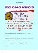 C211 WGU; Second OA Global Economics Quizzes Ch. 1, 2, 5, 6, 7, 10, 11. Ch4, 5, 13-17, 21, 29, 34. (209 Terms) with Verified Answers 2024-2025.