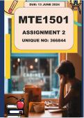 MTE1501 Assignment 2 (COMPLETE ANSWERS) 2024 (366844) - DUE 13 June 2024