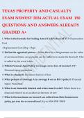 TEXAS PROPERTY AND CASUALTY EXAM NEWEST 2024 ACTUAL EXAM 150 QUESTIONS AND ANSWERS