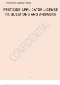 PESTICIDE APPLICATOR LICENSE 114 QUESTIONS AND ANSWERS.