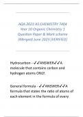 AQA 2023 AS CHEMISTRY 7404 Year 10 Organic Chemistry 1 Question Paper