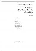 Official© Solutions Manual for A Pocket Guide to Public Speaking,O_Hair,3e