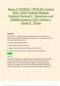 Exam 1 & Exam 2: NUR201 / NUR 201 (Latest 2024 / 2025 Updates STUDY BUNDLE WITH COMPLETE SOLUTIONS) Medical-Surgical Nursing I | Questions and Verified Answers | 100% Correct | Grade A – Fortis