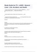 Study Guide Ins TX - LAH05 - General Lines - Life, Accident, and Health 