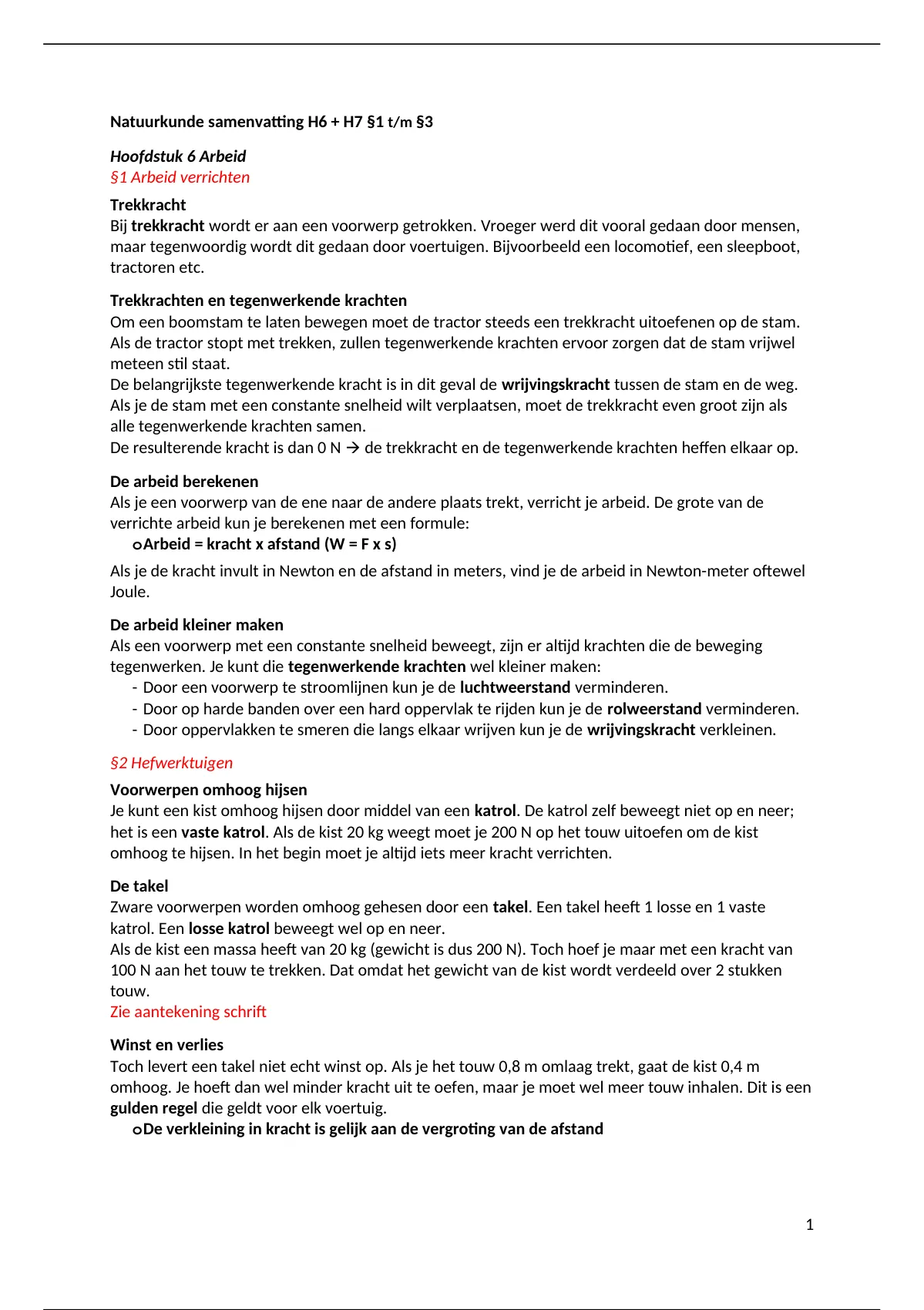 Samenvatting Natuurkunde Nova 3VWO - H6 Arbeid H7 Elektromagnetisme ...