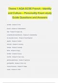Theme 1 AQA GCSE French - Identity and Culture – Personality Exam study Guide Questions and Answers