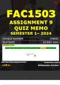 FAC1503 ASSIGNMENT 9 QUIZ MEMO - SEMESTER 1 - 2024 - UNISA - DUE : 23 MAY 2024 (DISTINCTION GUARANTEED)